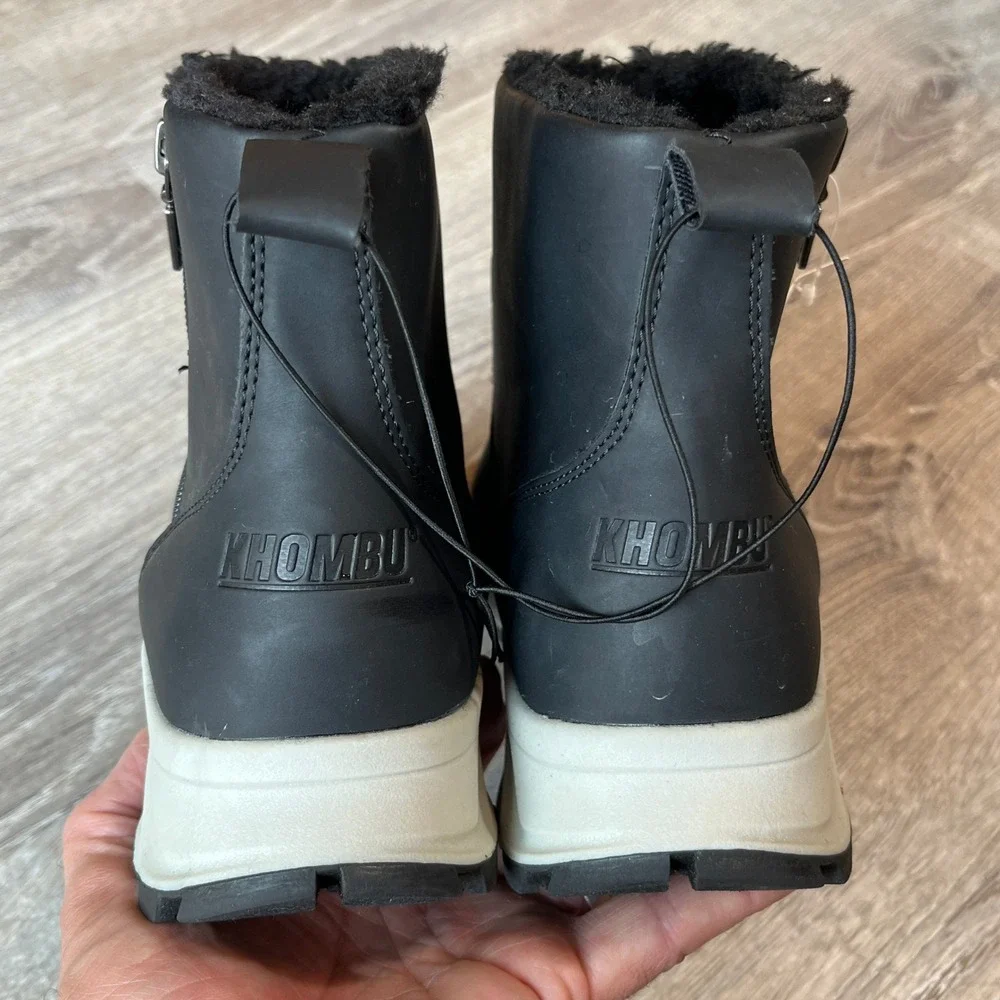 NEW Khombu Sienna Black Faux Fur Lined Ankle Boots Women 10 Weather Resistant